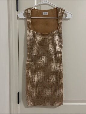 Oh Polly | Dresses | Oh Poly St Germain Embellished Long Sleeve Mini Dress  In Gold Size 6 | Poshmark